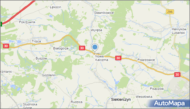 mapa Nowa Karczma, Nowa Karczma gmina Siekierczyn na mapie Targeo